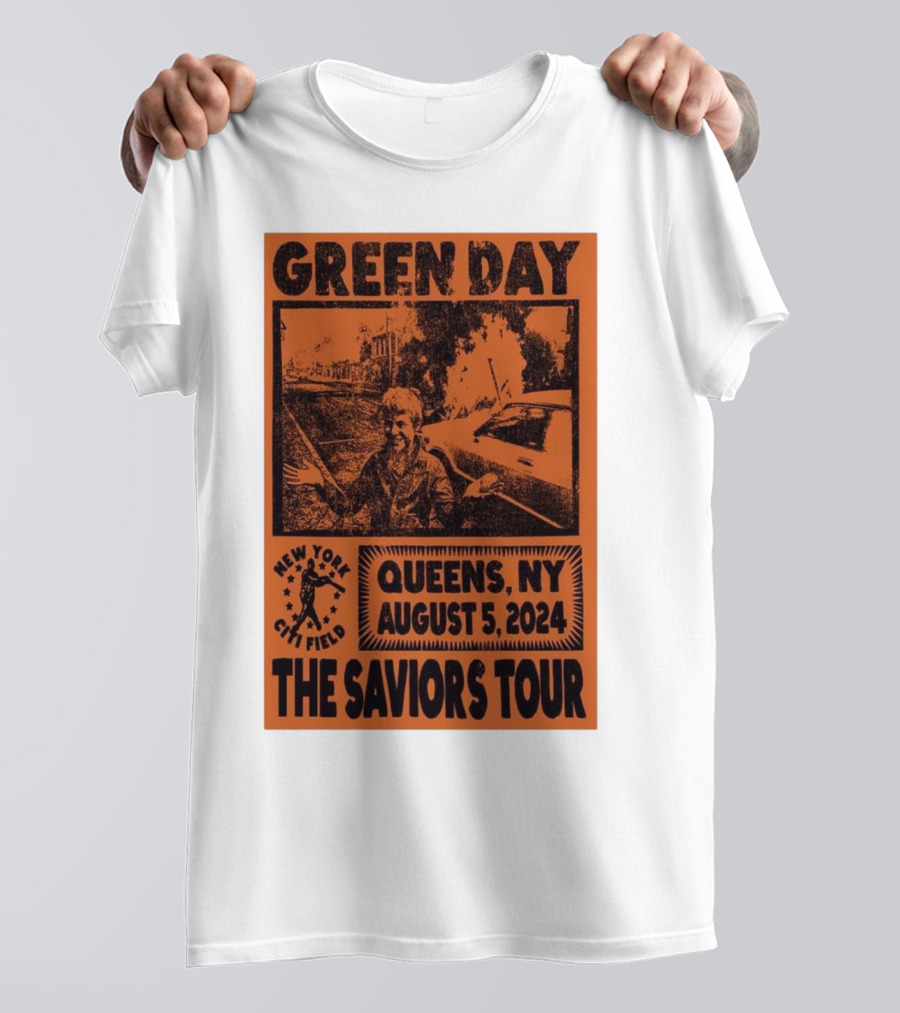 Green Day New York City Field Queens NY August 5 2024 The Saviors Tour T-Shirt