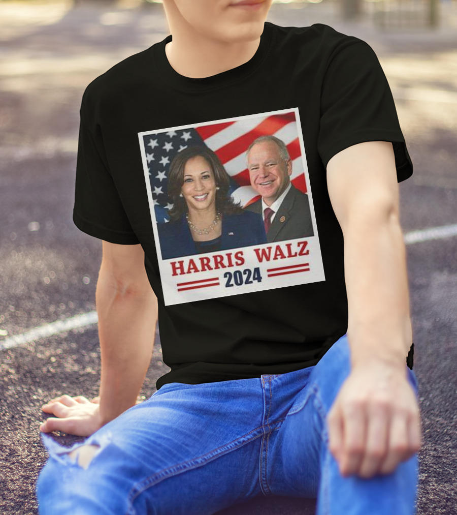 Harris Walz 2024 USA Flag Campaign T-Shirt