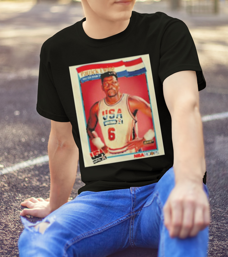 Patrick Ewing USA Basketball Dream Team 1992 NBA Hoops USA Olympic Team नंबर 6 T-Shirt