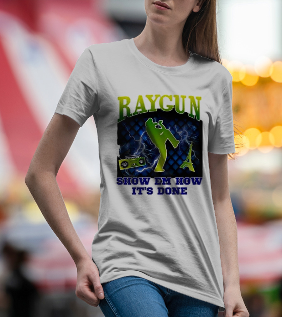 Raygun Show Em How It’s Done Electric Dance Eiffel Tower Boombox T-Shirt