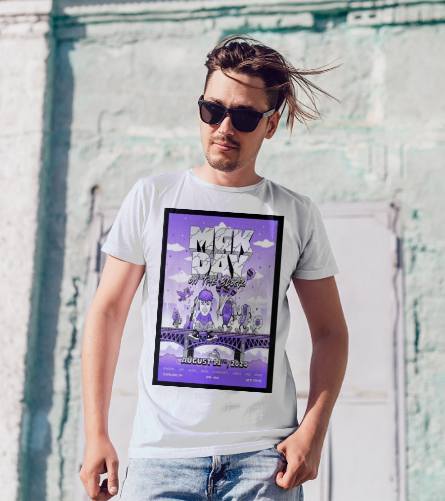 MGK Day On The Block Cleveland OH August 11 2024 Music Art Community Event T-Shirt