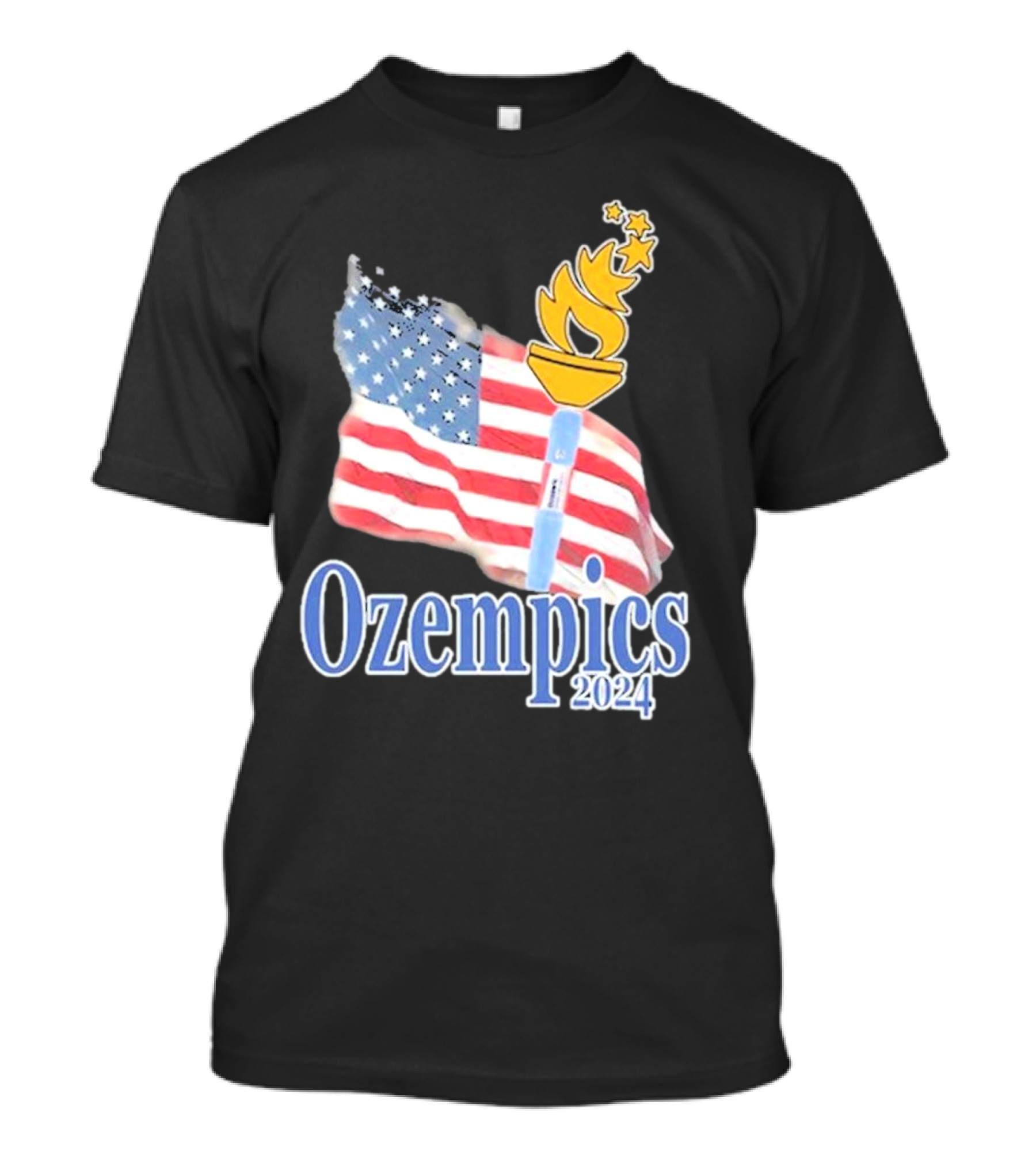 Emotionalclub Store Ozempics 2024 USA Flag Torch T-Shirt