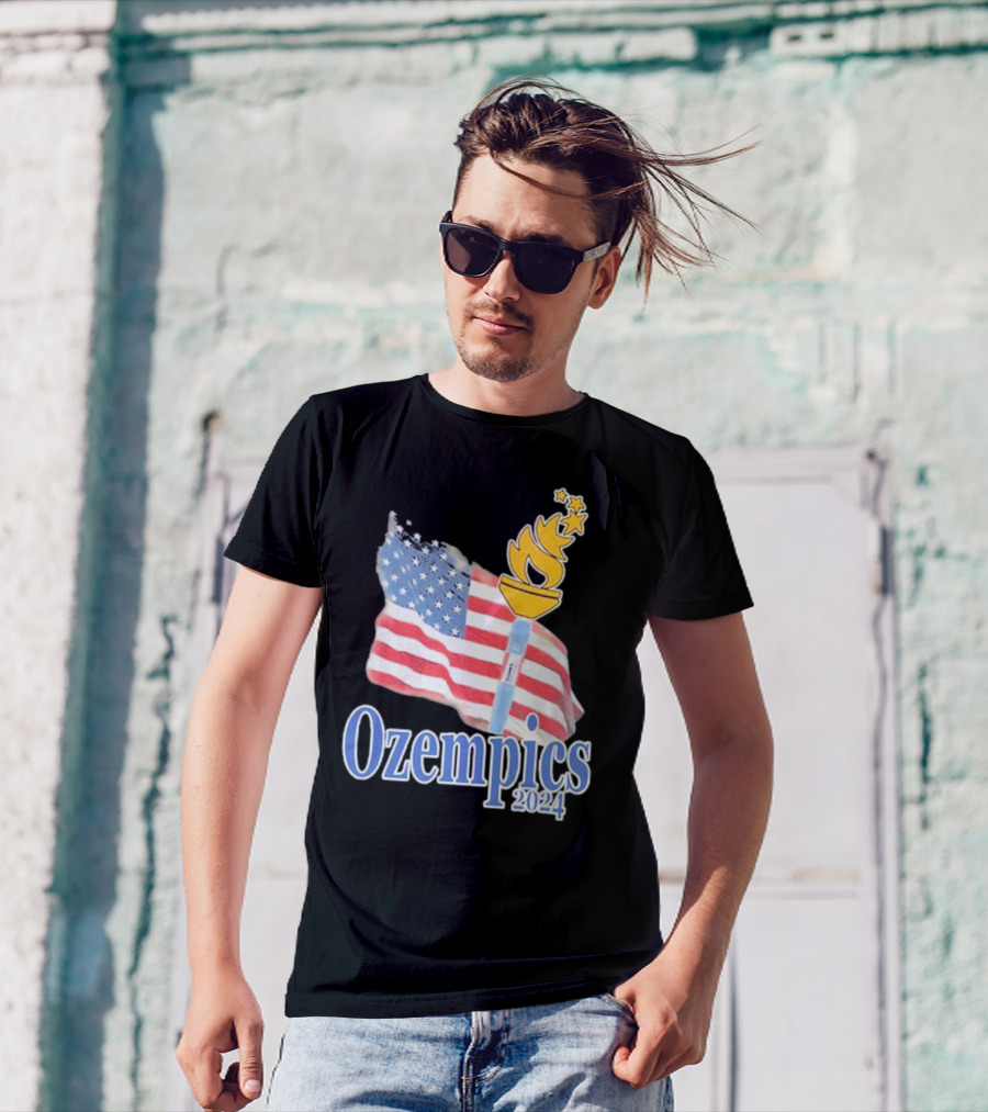 Emotionalclub Store Ozempics 2024 USA Flag Torch T-Shirt