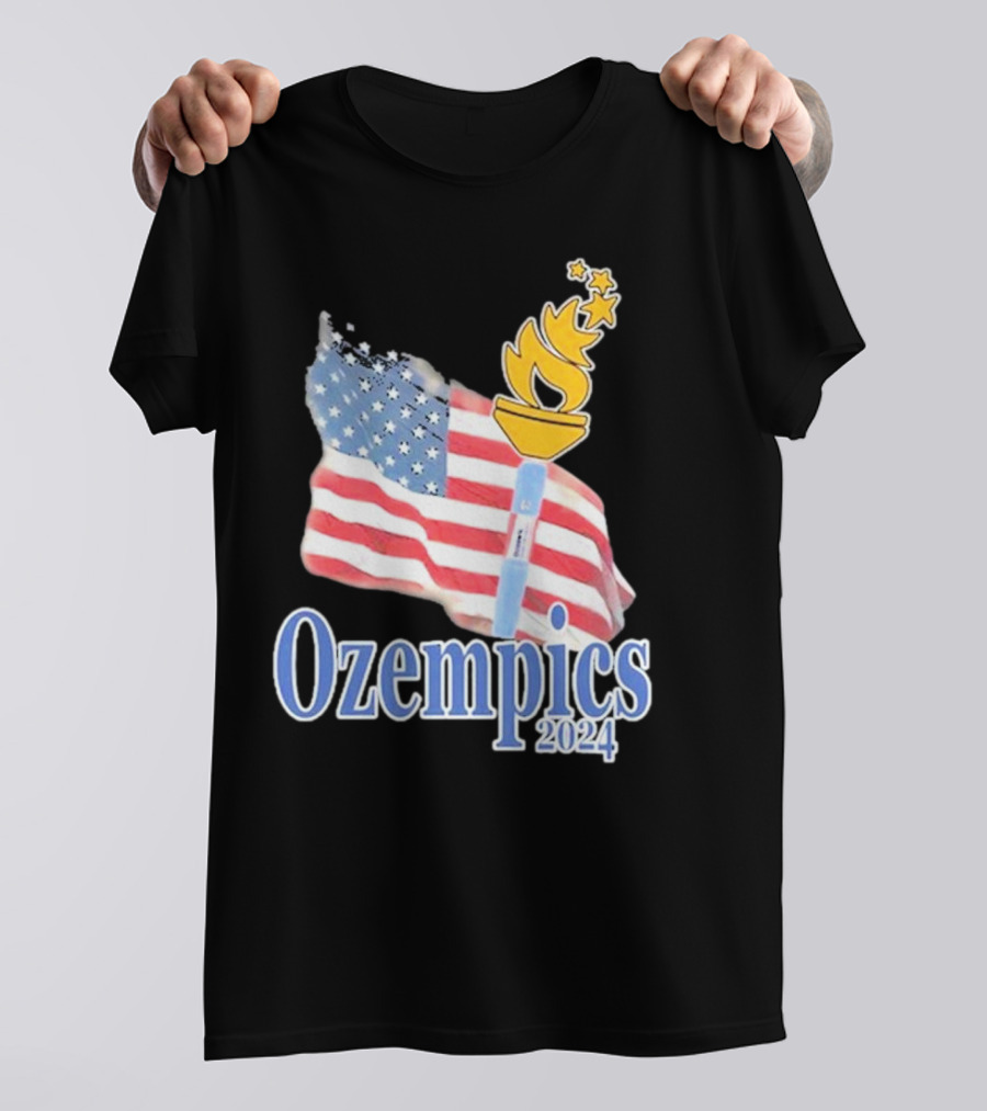 Emotionalclub Store Ozempics 2024 USA Flag Torch T-Shirt