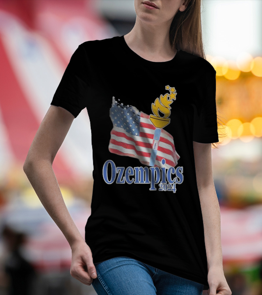 Emotionalclub Store Ozempics 2024 USA Flag Torch T-Shirt
