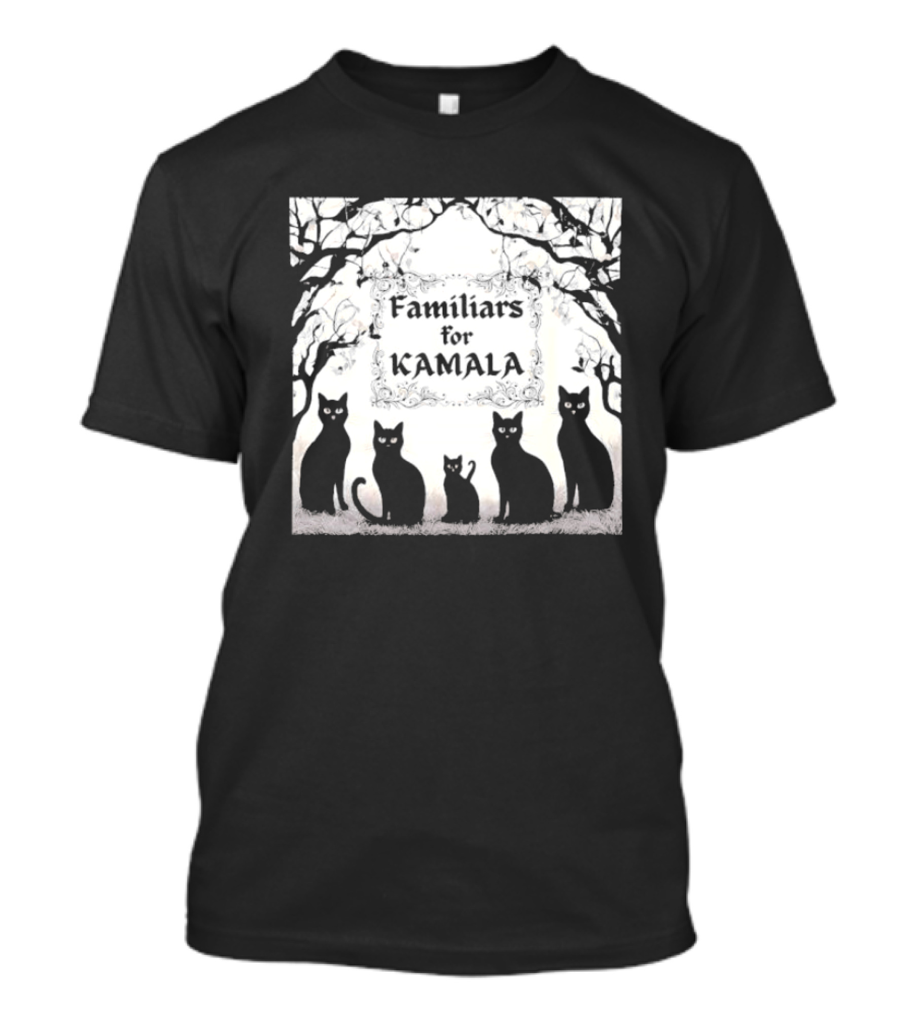 Familiars For Kamala Black Cats Halloween Make America Laugh Again T-Shirt