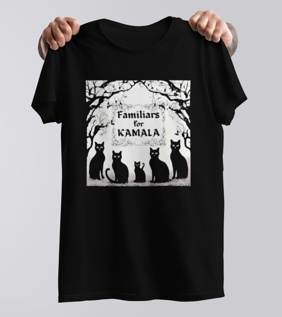 Familiars For Kamala Black Cats Halloween Make America Laugh Again T-Shirt