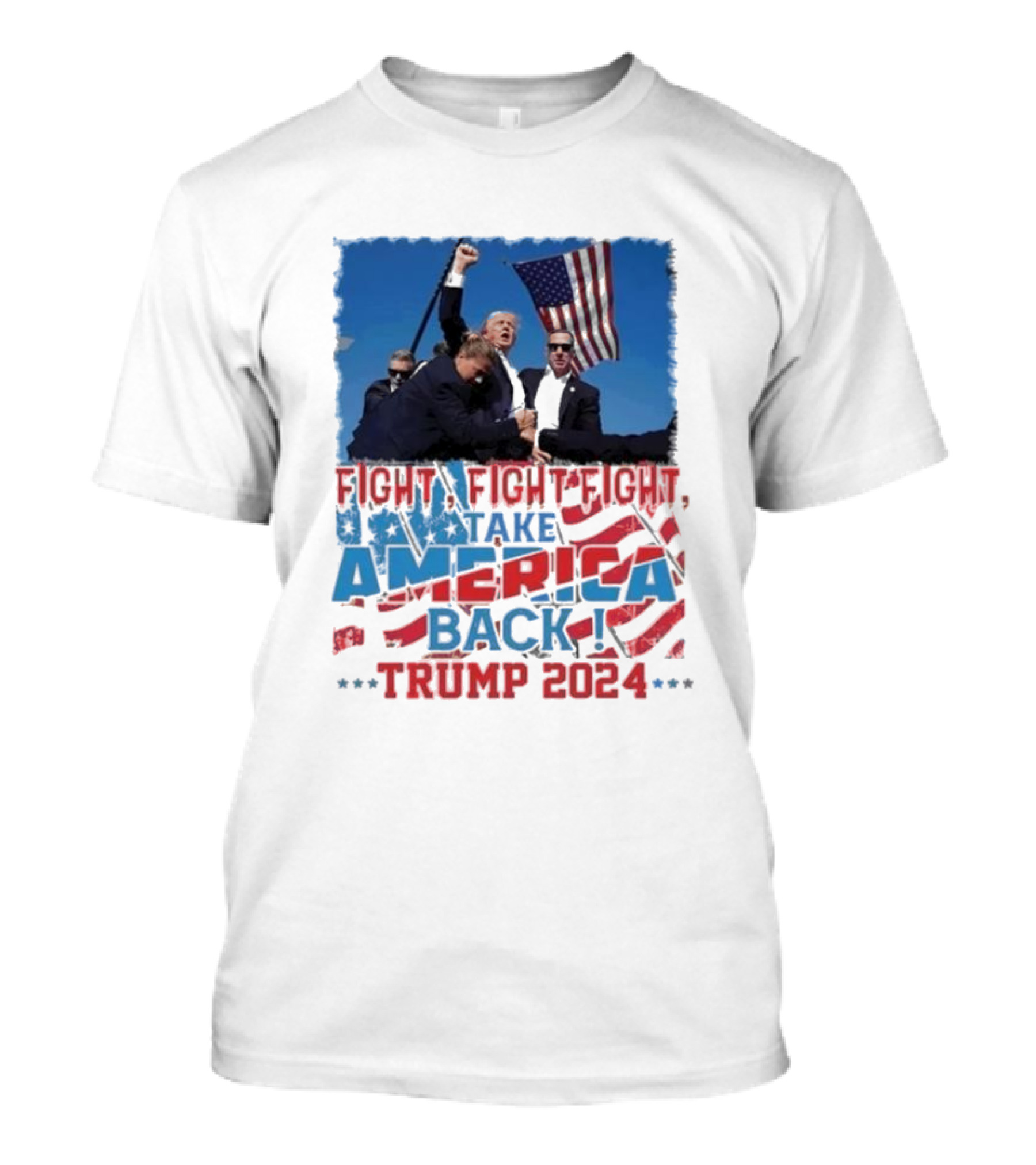 Fight Fight Fight Take America Back Trump 2024 American Flag Rally T-Shirt
