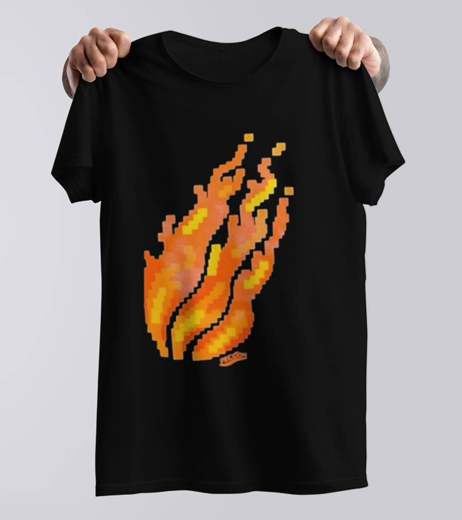 Fire Pixel Flame McLovin Burn Sunset Pixels T-Shirt