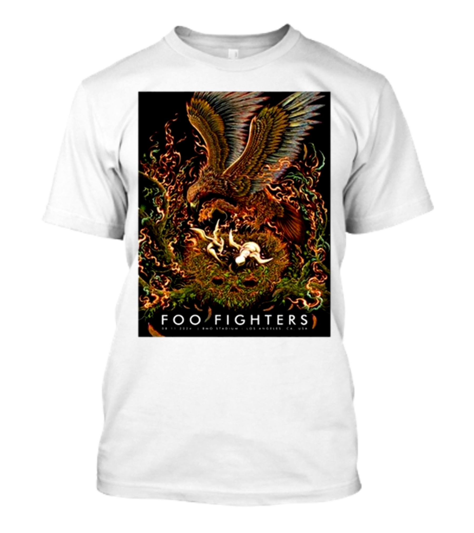 Foo Fighters August 11 2024 BMO Stadium Los Angeles CA Vibrant Eagle And Serpents T-Shirt