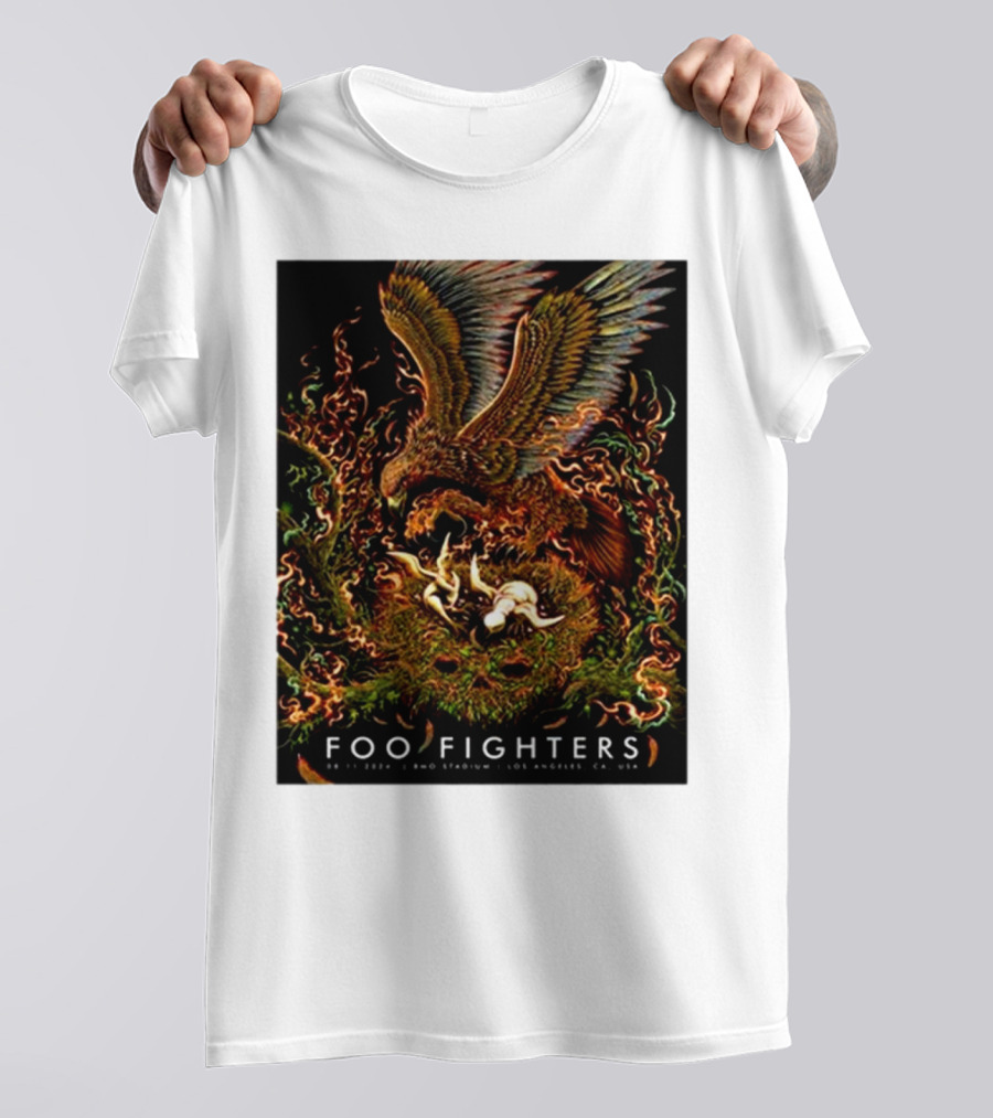 Foo Fighters August 11 2024 BMO Stadium Los Angeles CA Vibrant Eagle And Serpents T-Shirt