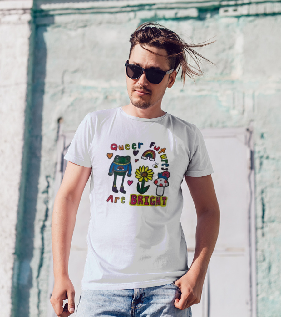 Queer Futures Are Bright Frog Rainbow Sunflower Mood T-Shirt
