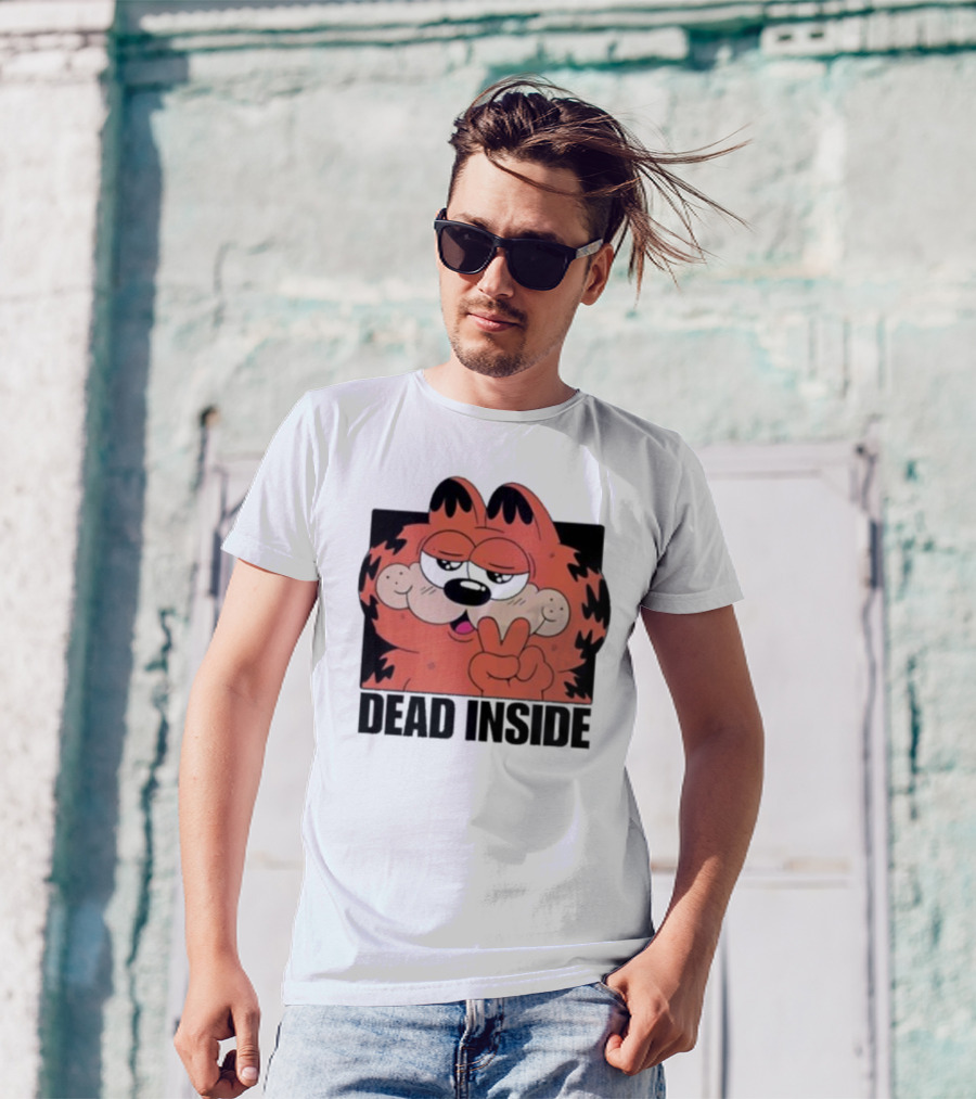 Garfield Dead Inside Peace Sign Sunglasses T-Shirt