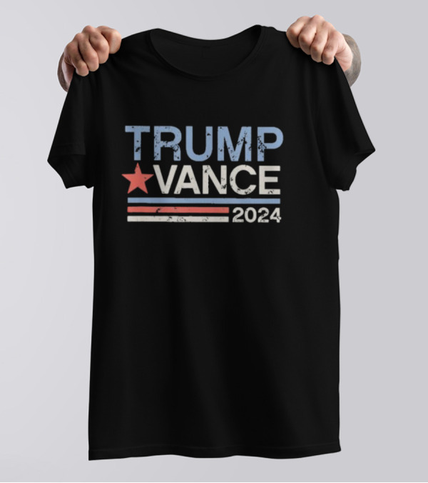 Trump Vance 2024 Presidential Campaign Red White Blue Star Stripes T-Shirt