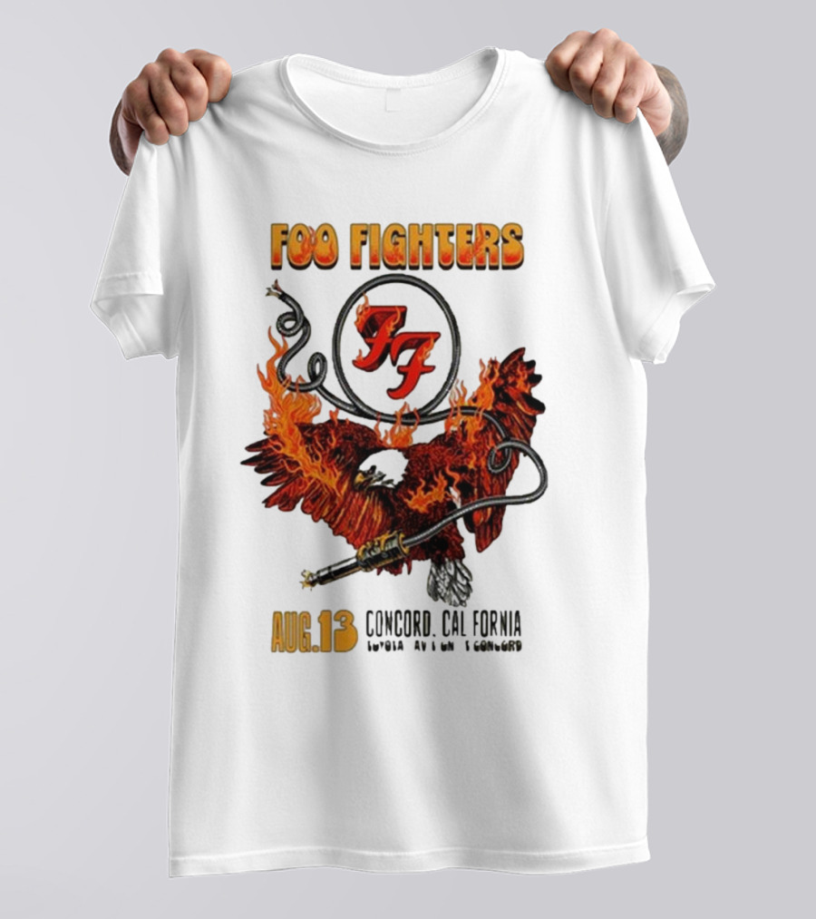 Foo Fighters Concord California August 13 2024 Flaming Eagle T-Shirt