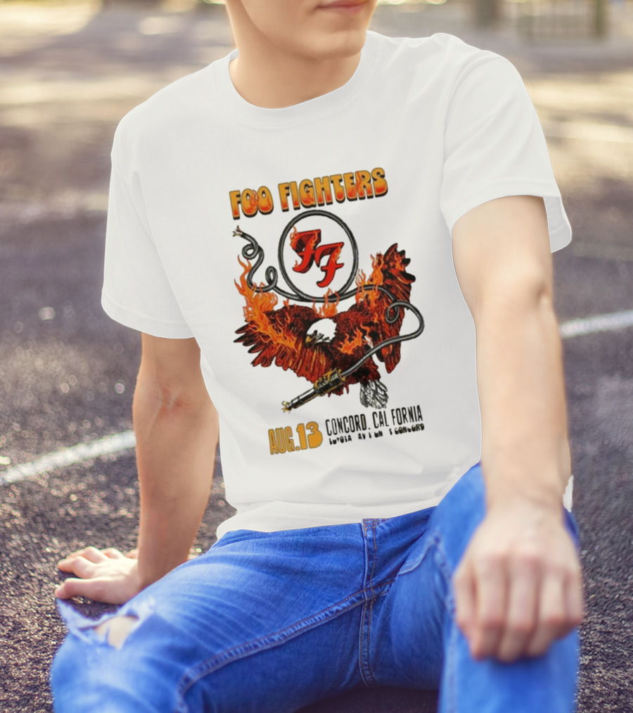 Foo Fighters Concord California August 13 2024 Flaming Eagle T-Shirt