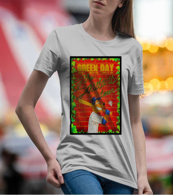 Green Day The Saviors Tour August 13 2024 Chicago IL Wrigley Field Baseball T-Shirt