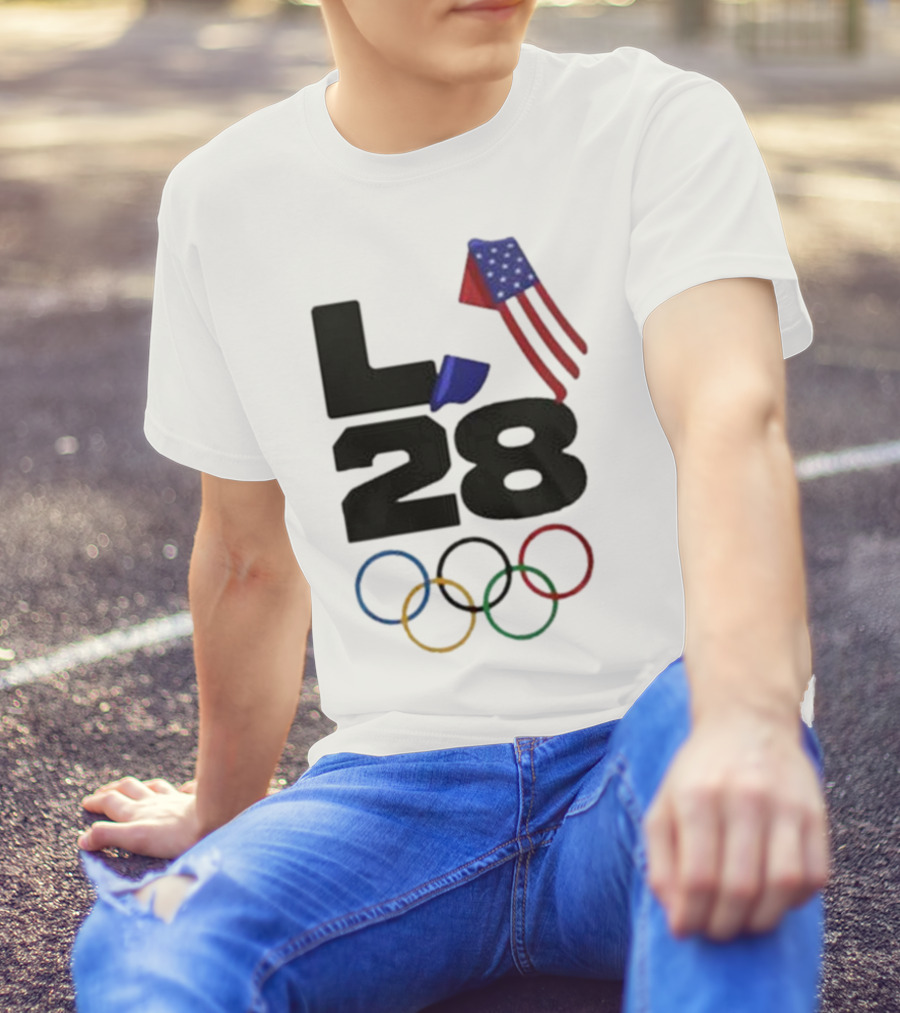 LA 28 Olympics American Flag Rings T-Shirt