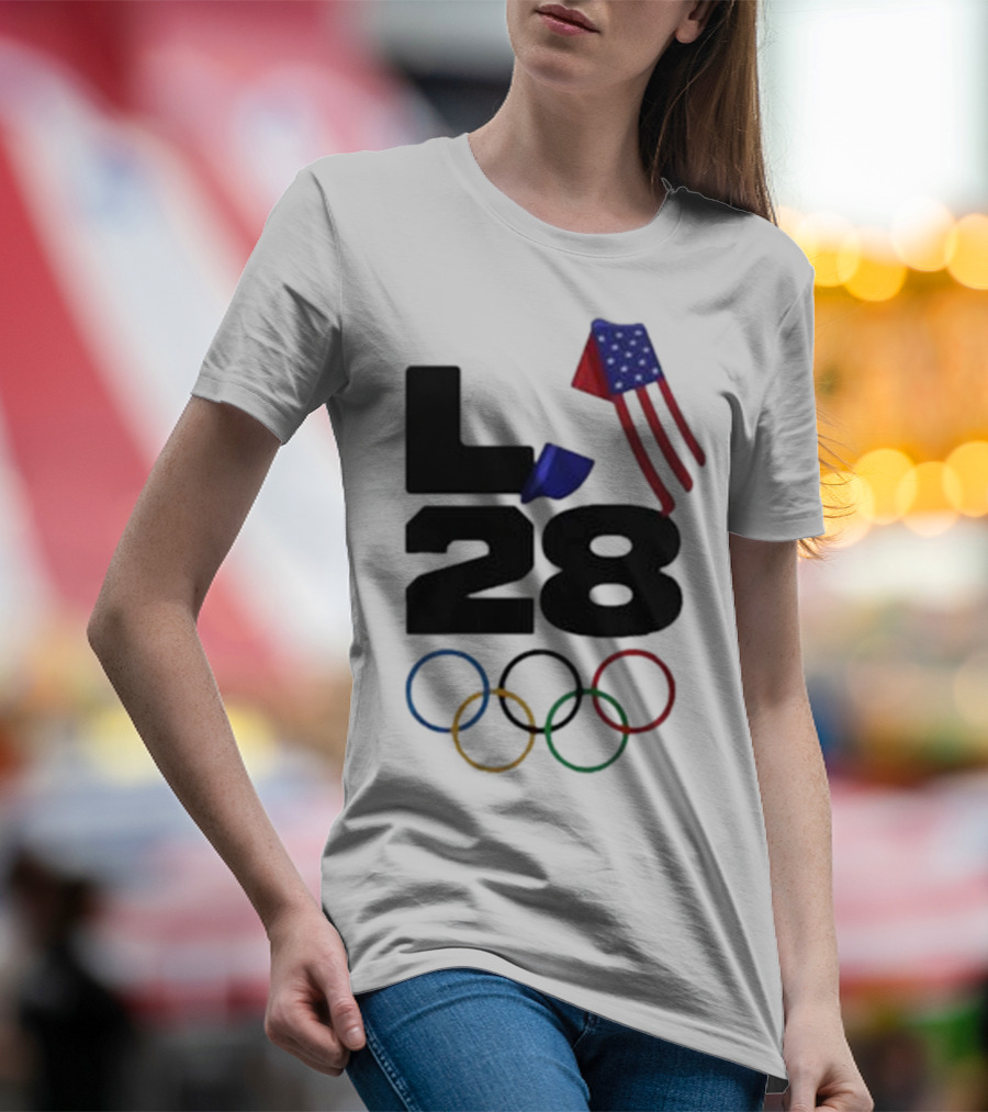LA 28 Olympics American Flag Rings T-Shirt