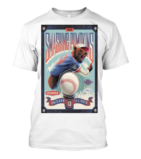 The Smashing Pumpkins August 13 2024 Wrigley Field Chicago Illinois Weegman Baseball Bear T-Shirt