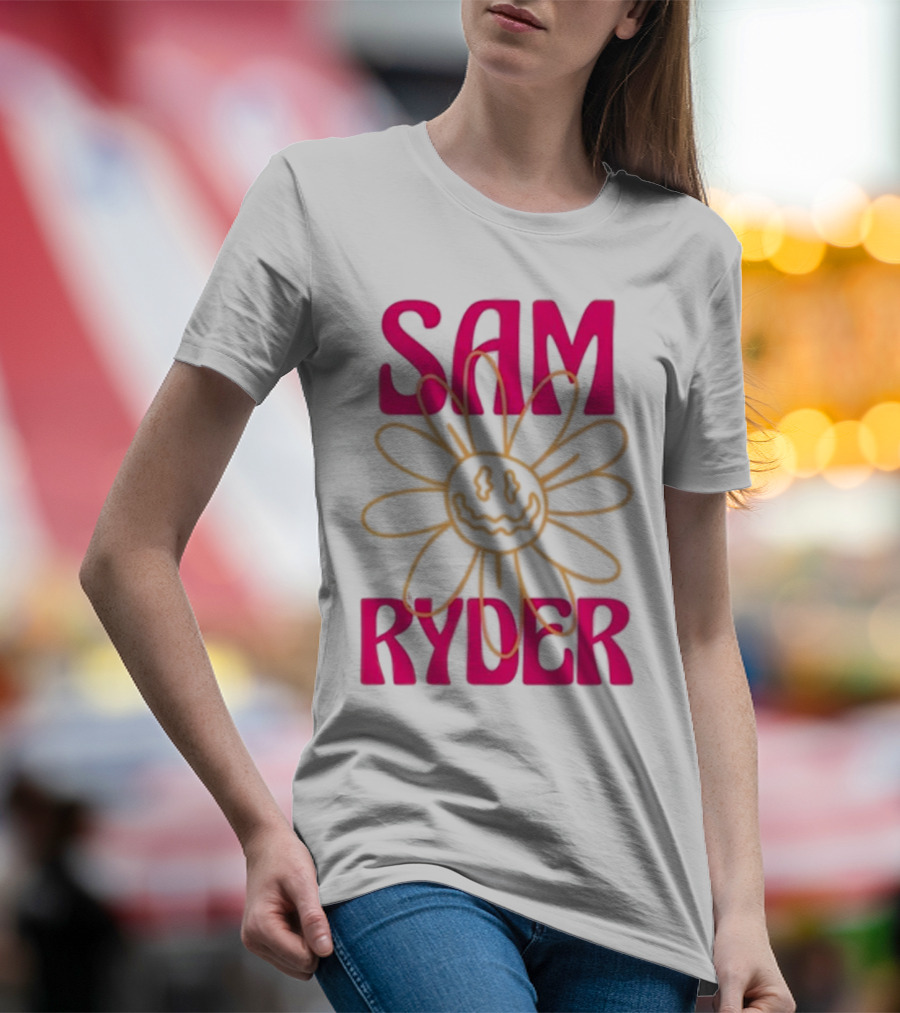 SAM RYDER Daisy Smiley Flower Pink Yellow T-Shirt