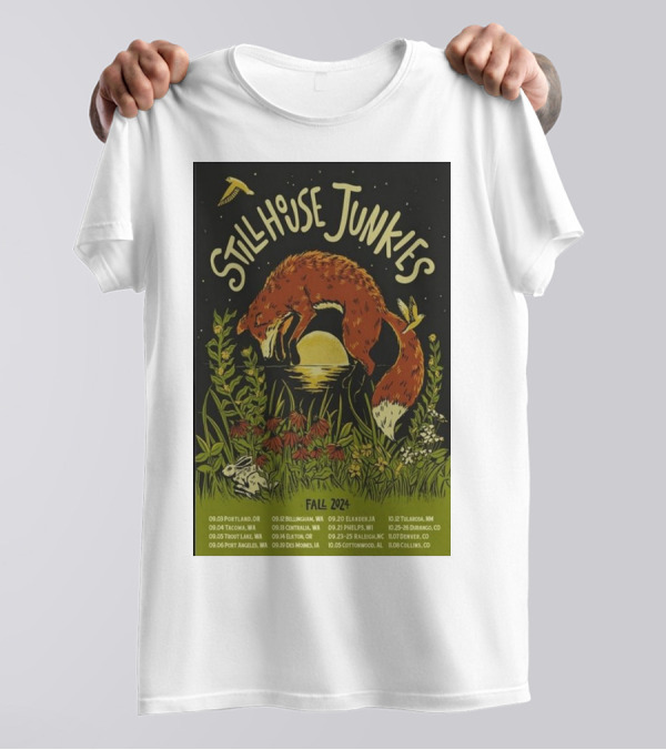Stillhouse Junkies Fall 2024 Tour Dates Poster With Fox And Moon Scene T-Shirt