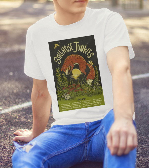 Stillhouse Junkies Fall 2024 Tour Dates Poster With Fox And Moon Scene T-Shirt