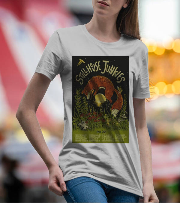 Stillhouse Junkies Fall 2024 Tour Dates Poster With Fox And Moon Scene T-Shirt