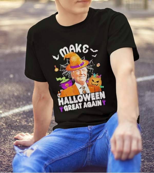 Make Halloween Great Again Witch Hat Pumpkin Cauldron Bat T-Shirt