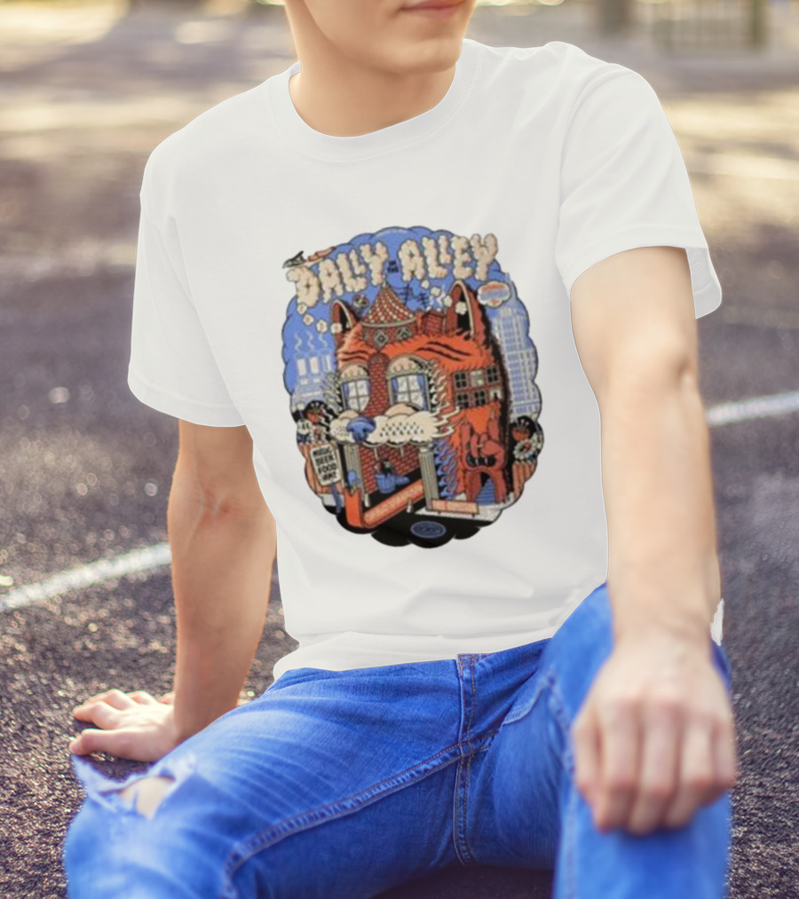 Dally In The Alley Detroit Michigan September 7 2024 Whimsical Cat Architecture And City Elements T-Shirt