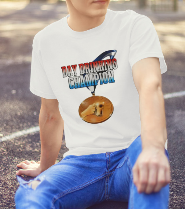Day Drinking Champion Medal Beer Mug Fun T-Shirt