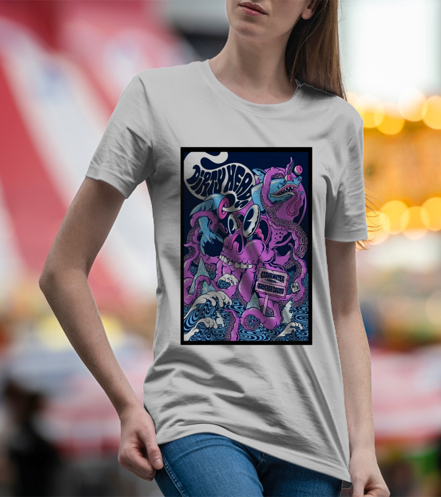 Dirty Heads Clearwater FL Aug 03 2024 The Baycare Sound Psychedelic Art Waves And Tentacles T-Shirt