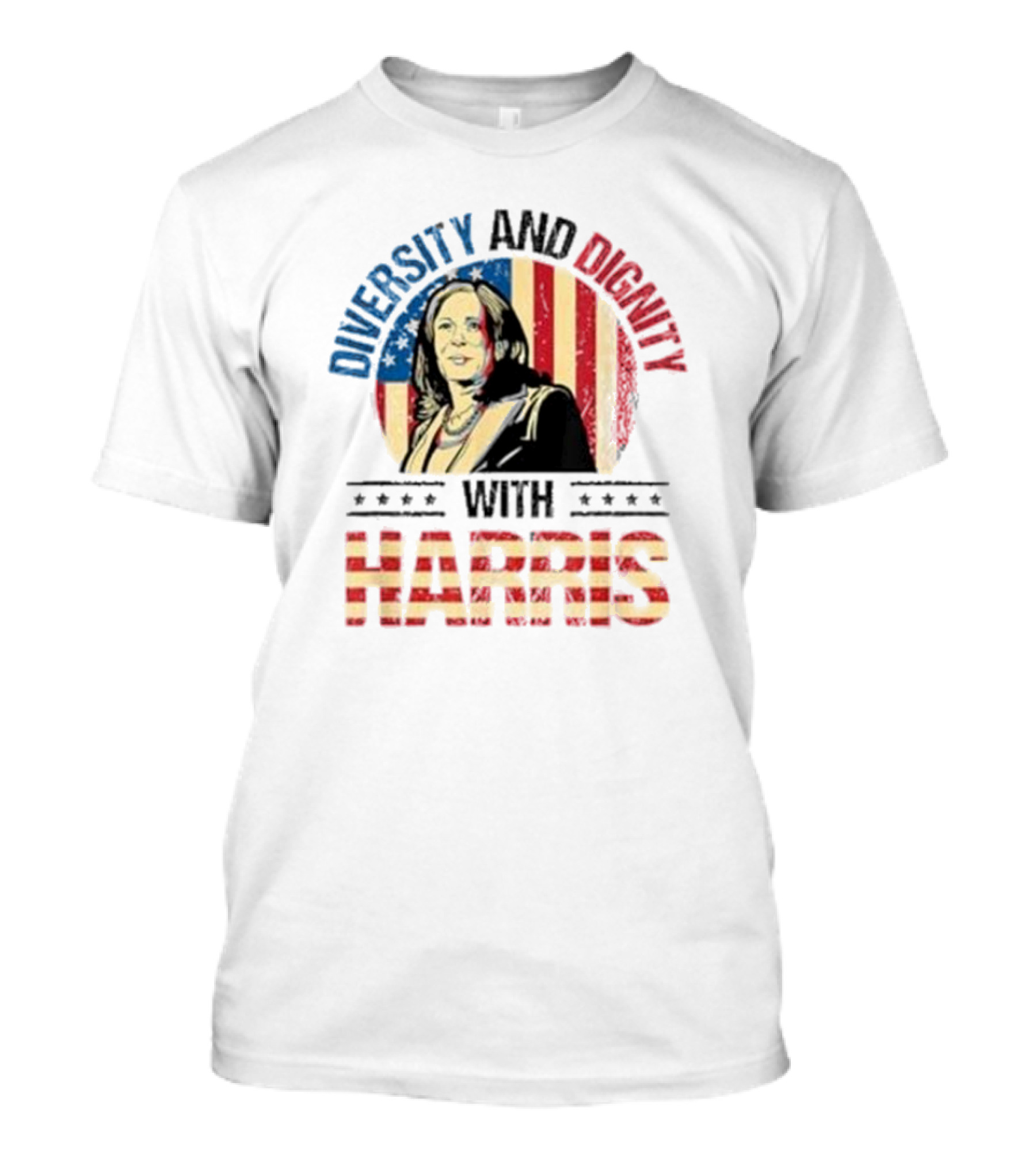 Diversity And Dignity With Harris American Flag Background T-Shirt