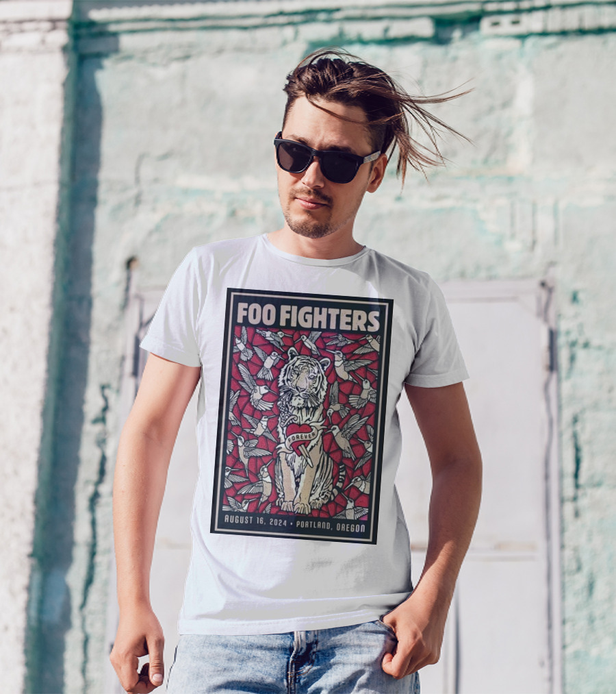Foo Fighters August 16 2024 Portland Oregon Forever Tiger And Hummingbirds T-Shirt