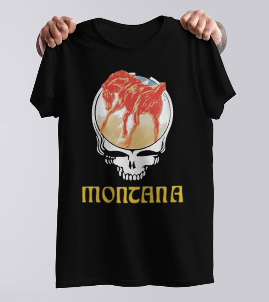 Montana United States Of Dead Horse Skull T-Shirt
