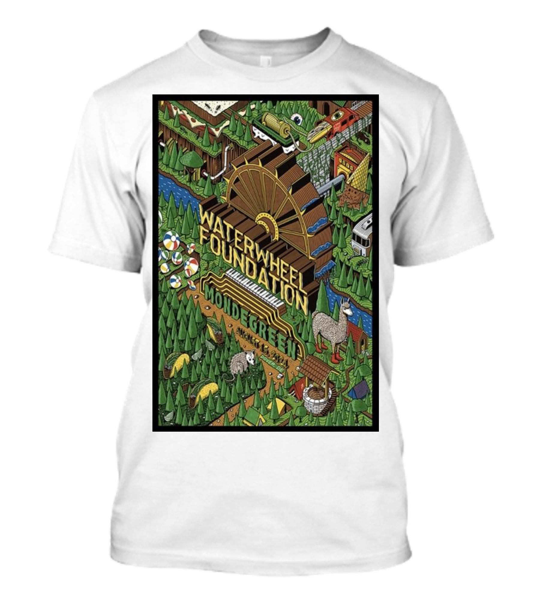 Waterwheel Foundation Mondegreen Phish At The Woodland Dover DE August 15 T-Shirt