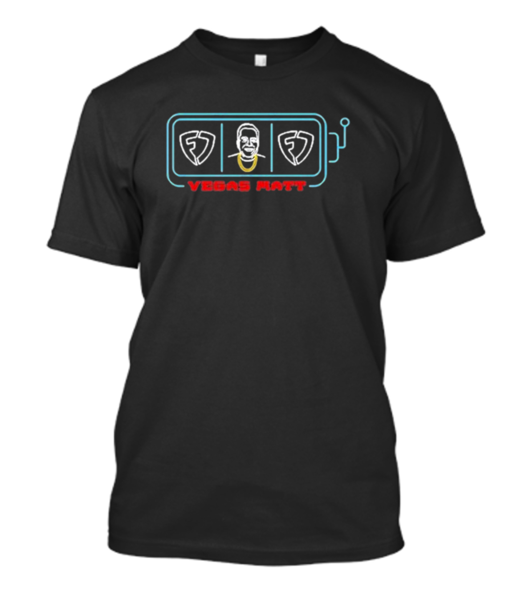 Vegas Matt Fanduel Casino Slot Machine Face Neon T-Shirt