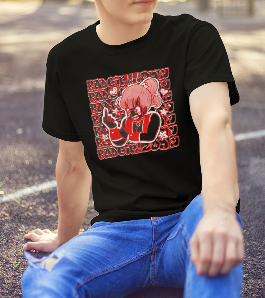 Bad Girlz 2024 Retro Style Anime Character Middle Finger T-Shirt