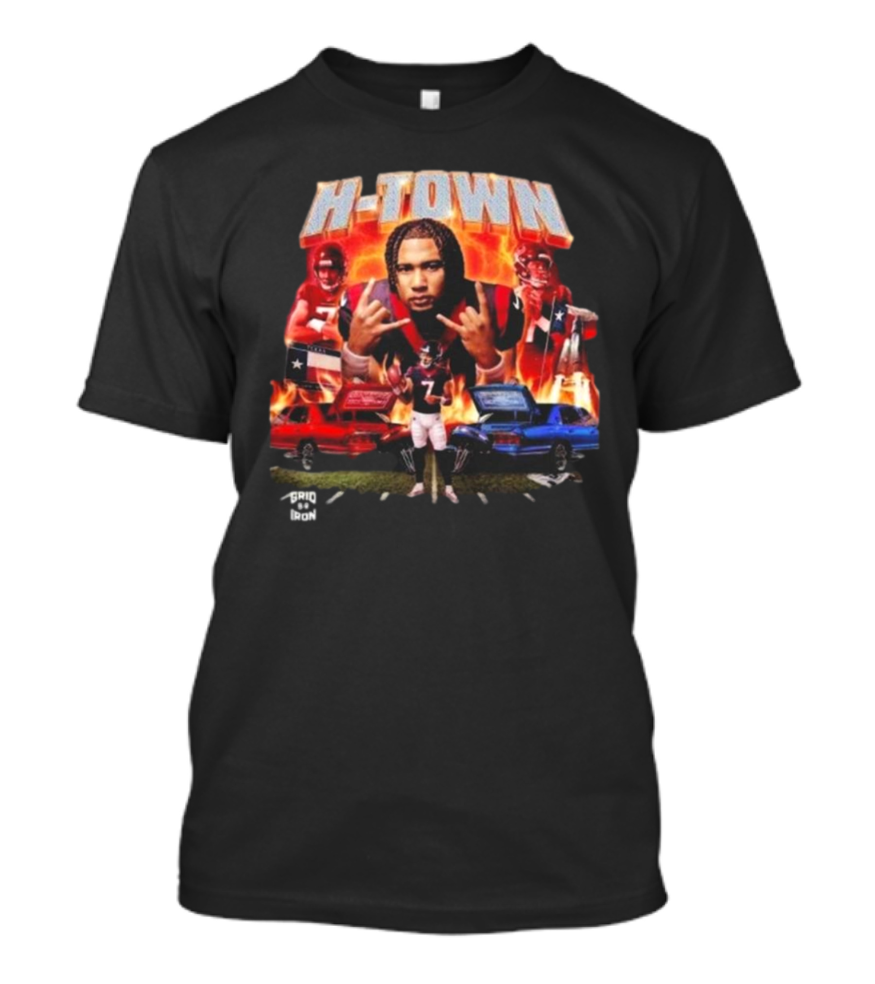 Cj Stroud Texans H-Town Divisional Round 2024 Grid Iron T-Shirt