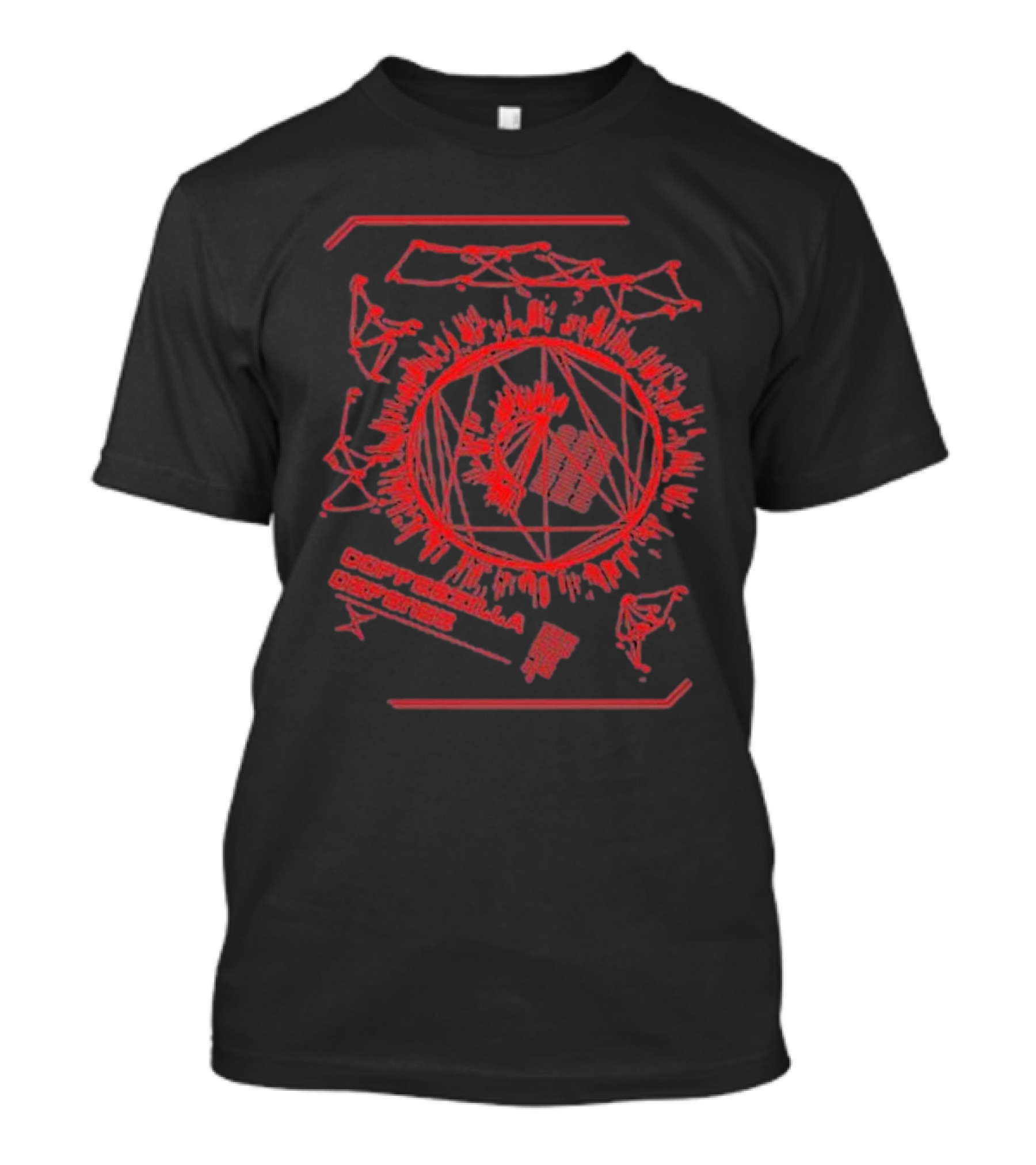 Coffeezilla Defense 2024 Futuristic Red Diagram Elements T-Shirt