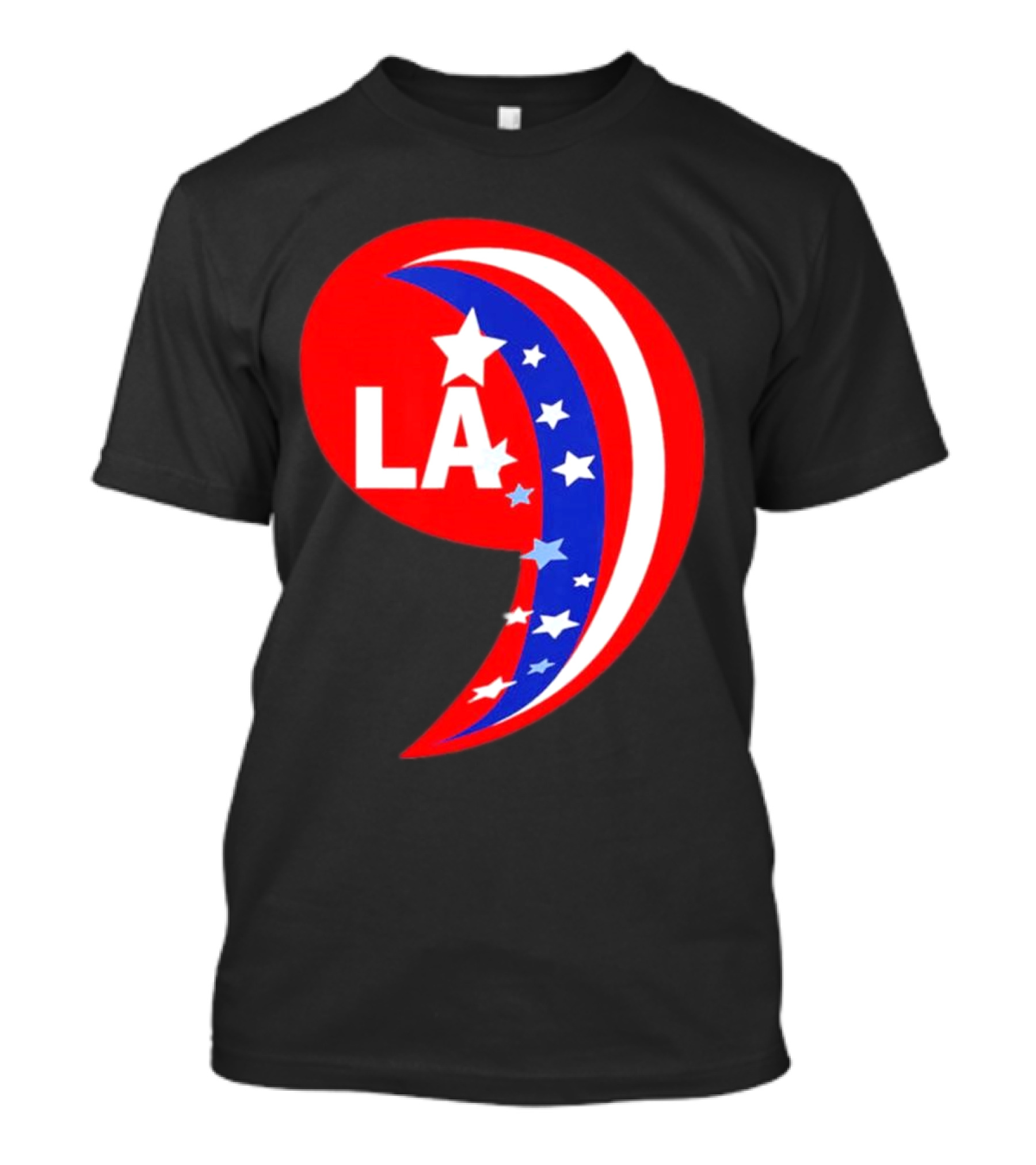 Comma LA Kamala Harris 2024 Red White Blue Stars T-Shirt