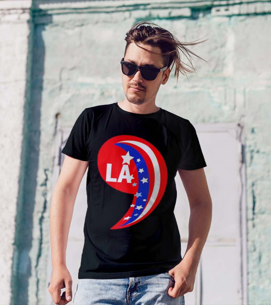 Comma LA Kamala Harris 2024 Red White Blue Stars T-Shirt