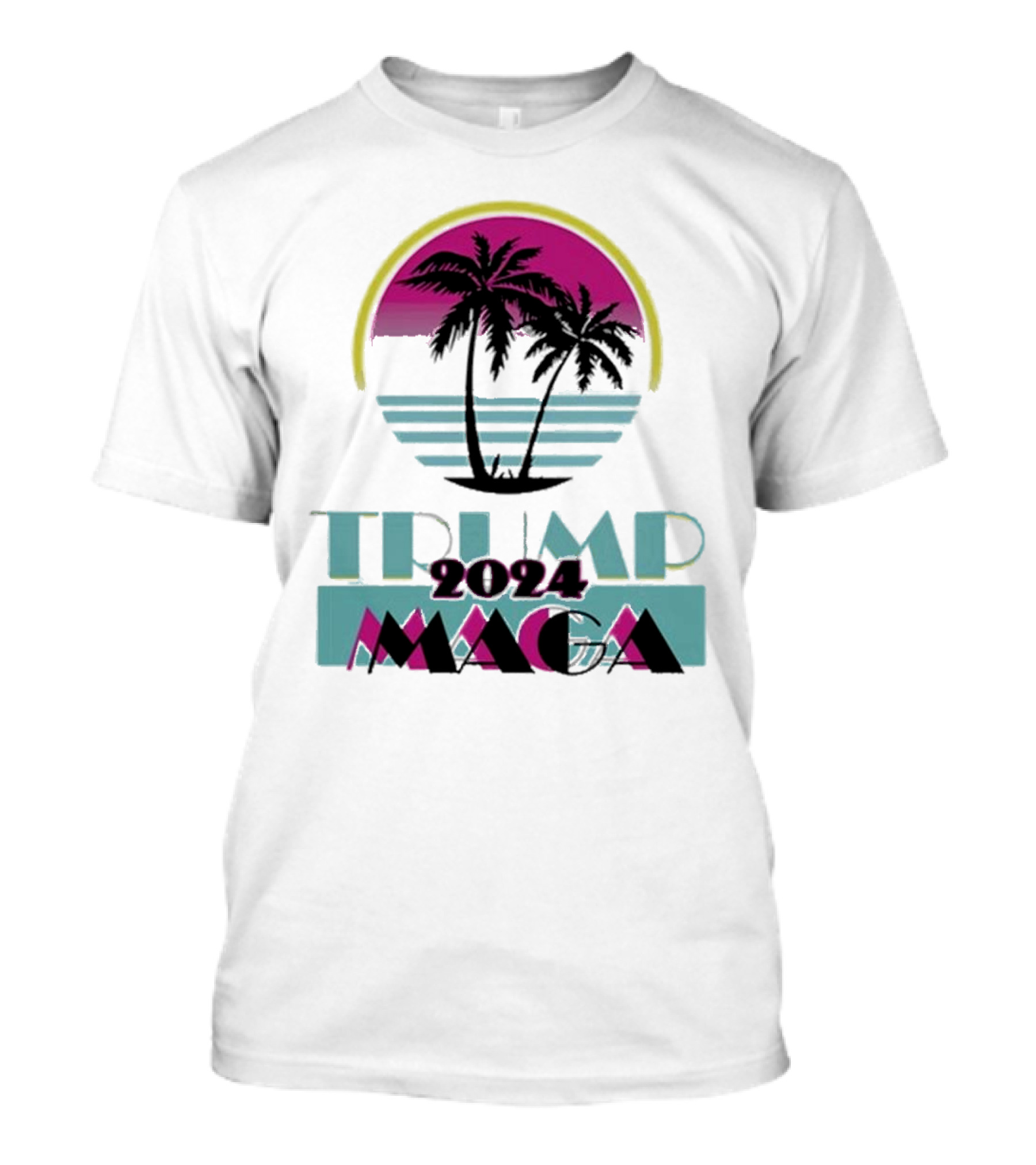 Trump 2024 MAGA Palm Tree Sunset Retro T-Shirt