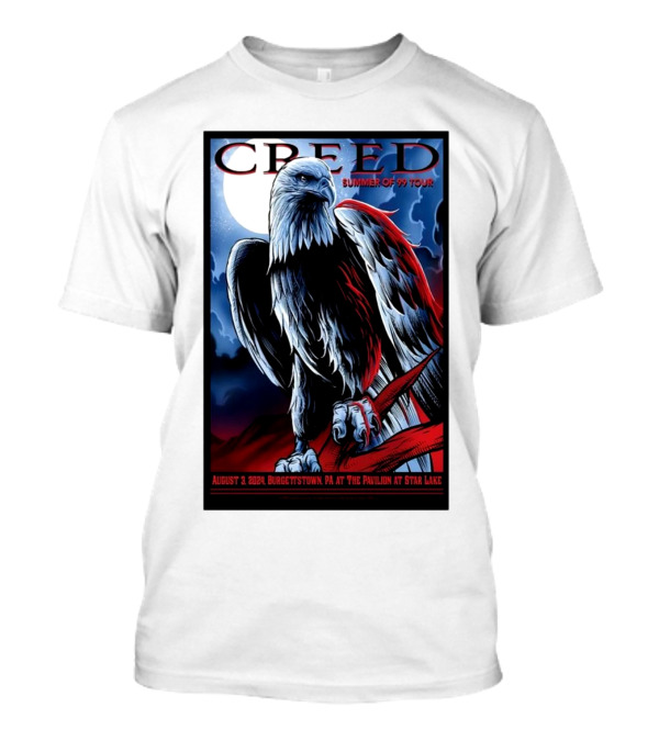 Creed Summer Of '99 Tour August 3 2024 Burgettstown PA The Pavilion At Star Lake Eagle T-Shirt