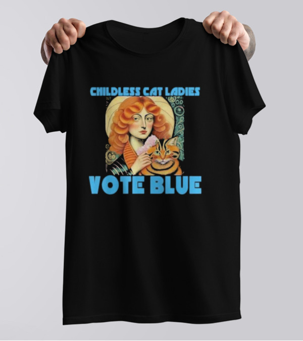 Childless Cat Ladies Vote Blue Renaissance Cat T-Shirt