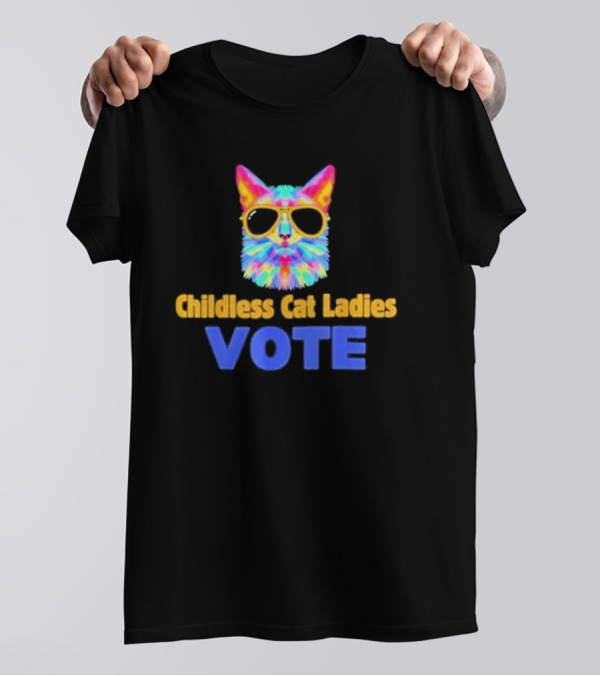 Childless Cat Ladies Vote Colorful Sunglasses Cat T-Shirt