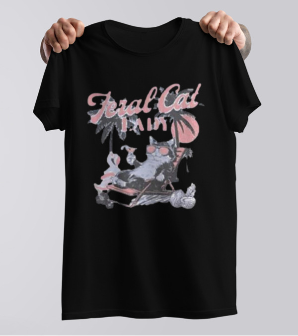 Feral Cat Lady For Kamala Harris Coconut Tree T-Shirt