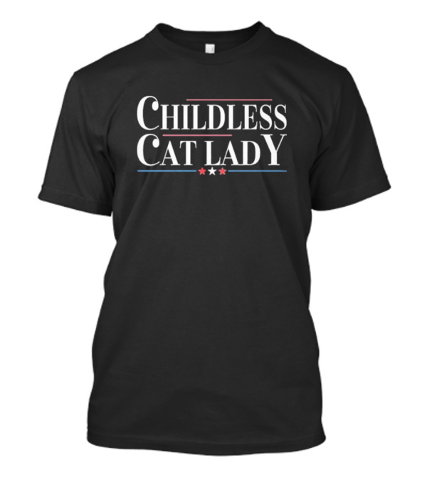 Childless Cat Lady Kamala Harris 2024 Stars Red Blue T-Shirt