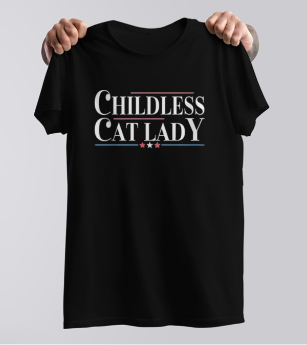 Childless Cat Lady Kamala Harris 2024 Stars Red Blue T-Shirt