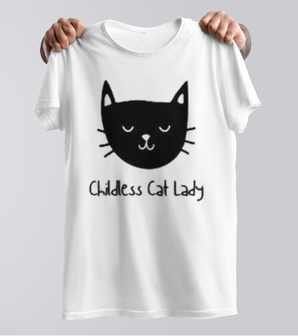 Childless Cat Lady Political Election Vote 2024 Cat Face T-Shirt